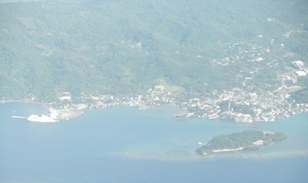 aerial photo of Coxen Hole, Roatan, Honduras 
