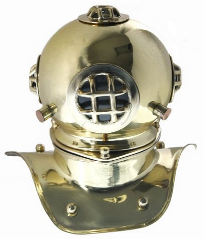 Desktop brass diving helmet