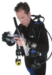 Scuba diver getting ready to go in