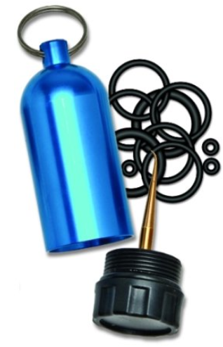Scuba diver tank keychain with o-rings