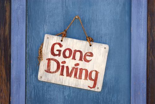 gone scuba diving sign