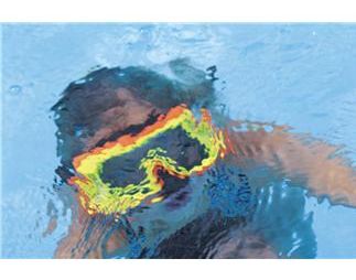 Kid's snorkeling gear - a colorful mask.