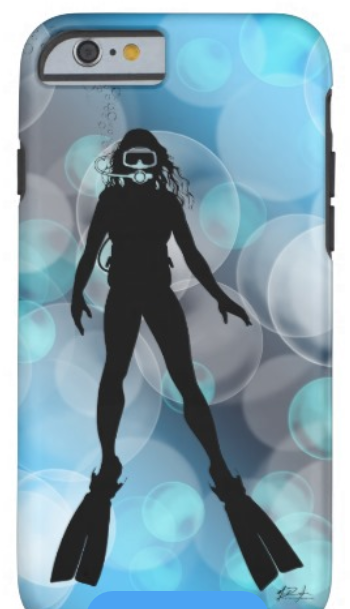 female scuba diver phone case cover
