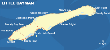Map of Little Cayman, Cayman Islands.