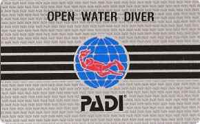 Scuba diving certification card from PADI