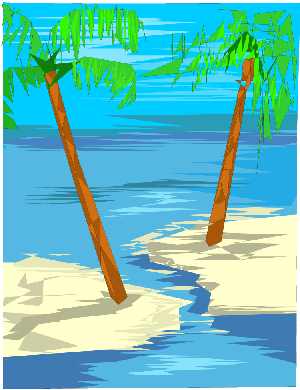Clipart of palm trees on beach and blue wate Clipart of palm trees on beach and blue wate