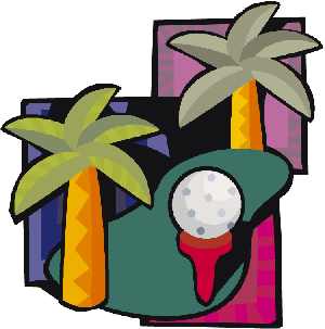 Clipart of palm trees with golf ball on te Clipart of palm trees with golf ball on te