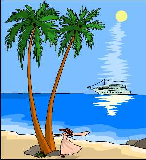 Cruise ship floating by palm tree in a c Cruise ship floating by palm tree in a c