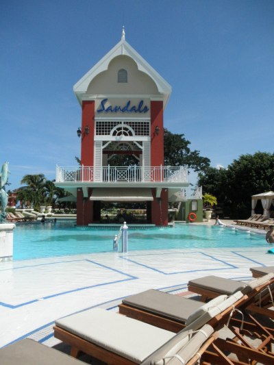 Main pool at Sandals Great House with swim-up bar, Jamaica