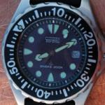 A scuba diving watch with bezel.