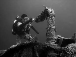 Scuba diving a tug wreck in St. Croix