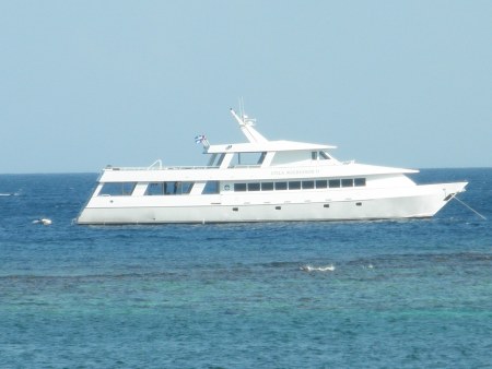 Utila Agressor liveaboard dive boat moored off of roatan