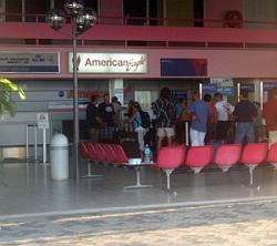 bonaire scuba diving - checking in at Bonaire airport 