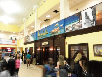 Sandals welcoming lounge in Sangster Airport, Montego Bay, Jamaica