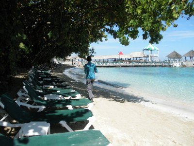 Shady beach area at Sandals Grande Riviera