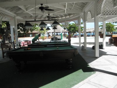 Sandals Montego Bay pool tables; beach bar in background